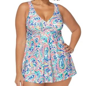 Raisins Curve Lucia V-Neck Tummy Control Swimdress NWTs 14W #A67